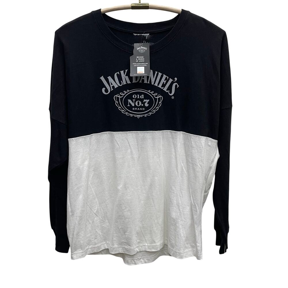 Jack Daniels Old No. 7 Brand Women’s Color-Block Long Sleeve Tee Size Medium NWT